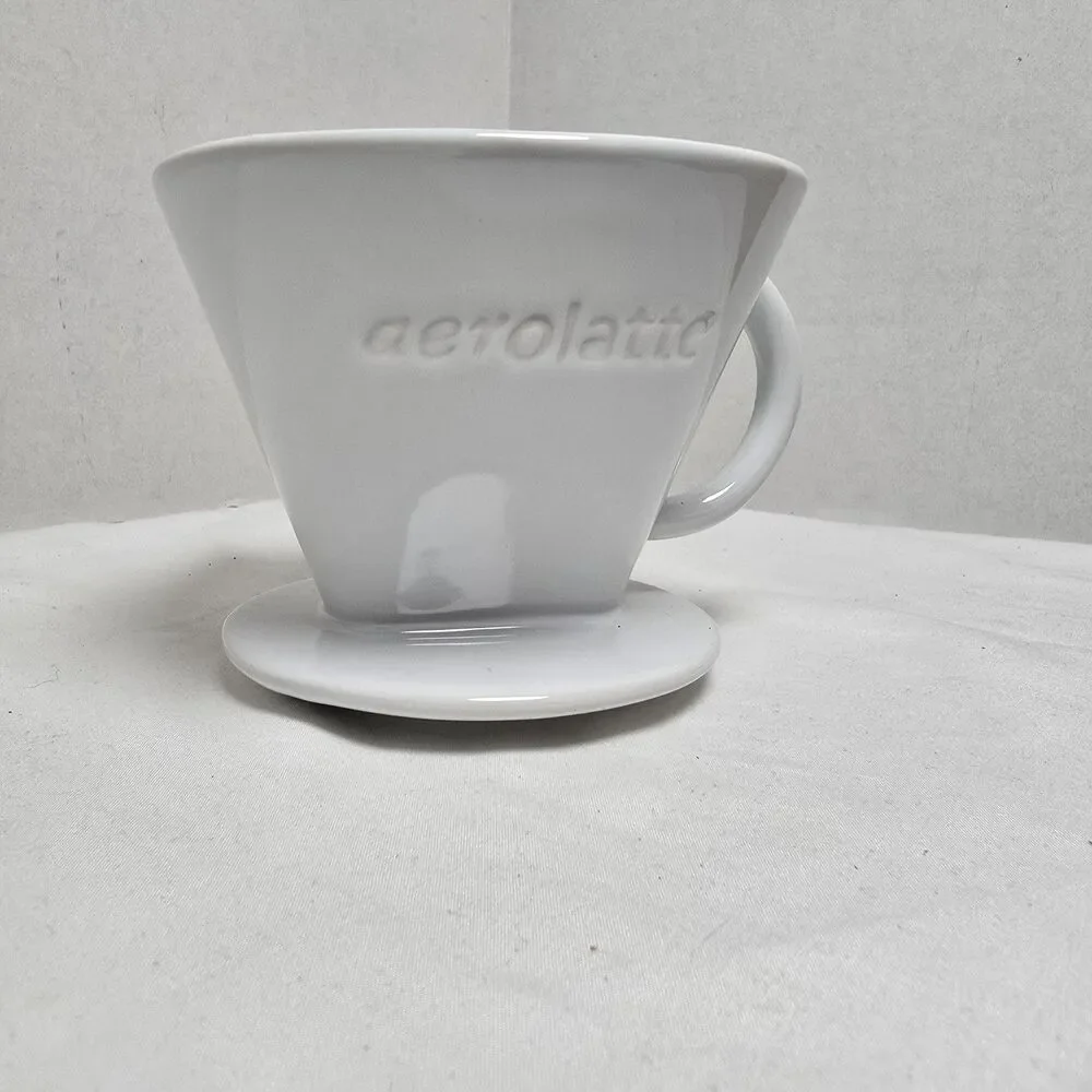 Aerolatte Ceramic Pour Over Coffee Dripper 3 Hole Flat Bottom Coffee Maker White